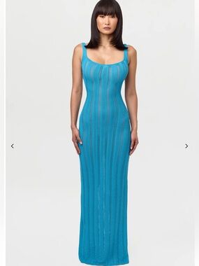 naked wardrobe Turquoise Knit Maxi Dress